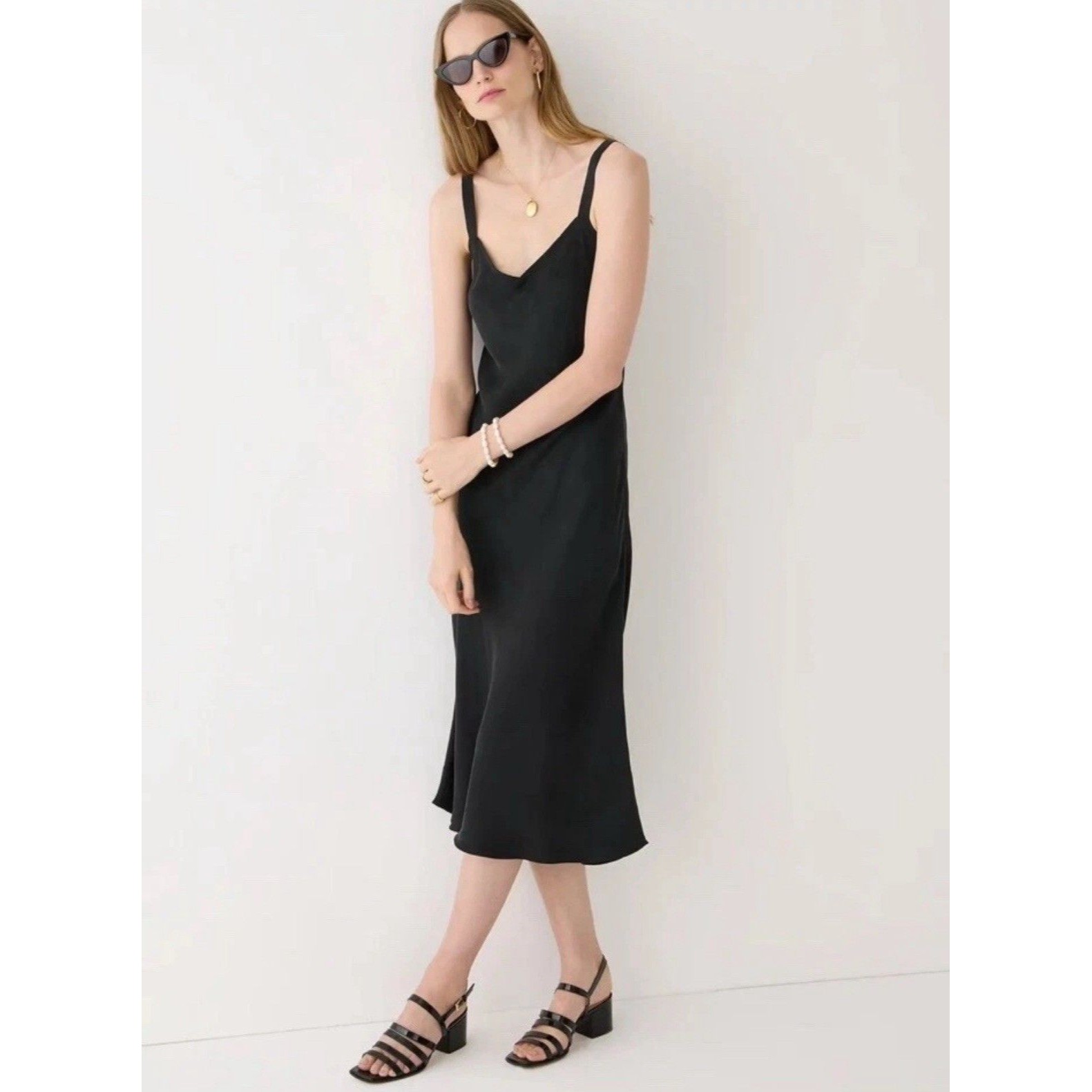 J. Crew Gwyneth V-Neck Slip Dress Cupro-Blend Plus Size 20 Midi Fit & Flare